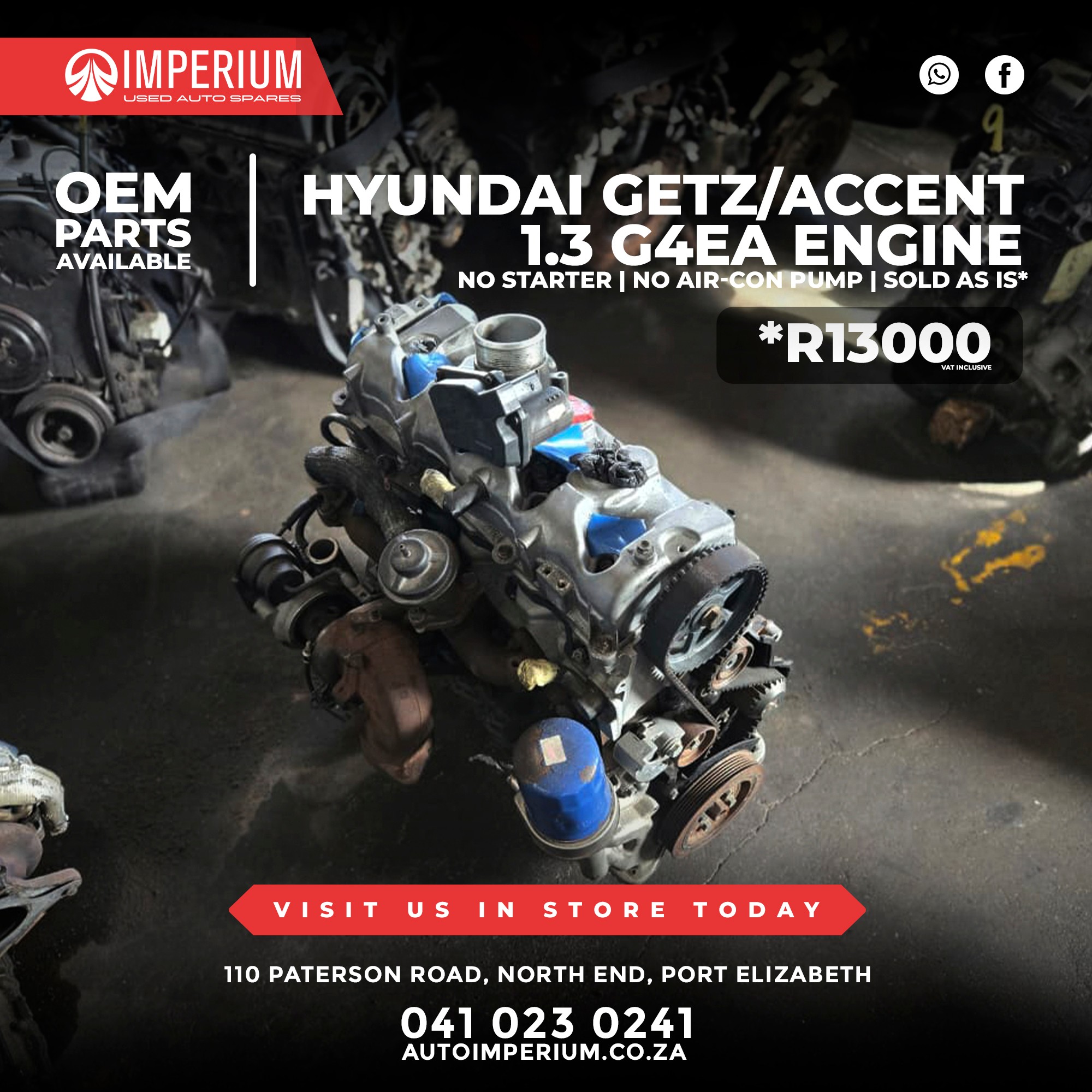 Hyundai Getz & Accent 1.3 G4EA Engine - Image 3
